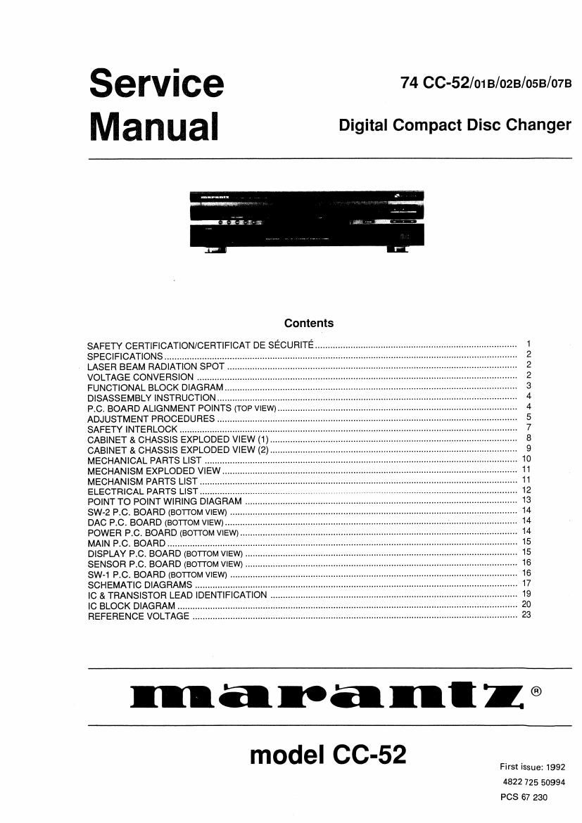 Marantz CC 52 Service Manual